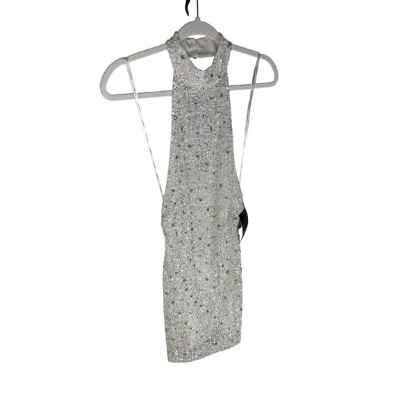 Retrofete Olivia Beaded Sequin Mini Dress Halter Party Bridal Evening Formal S - Picture 5 of 11